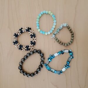 Set of Five Beaded Bracelets
